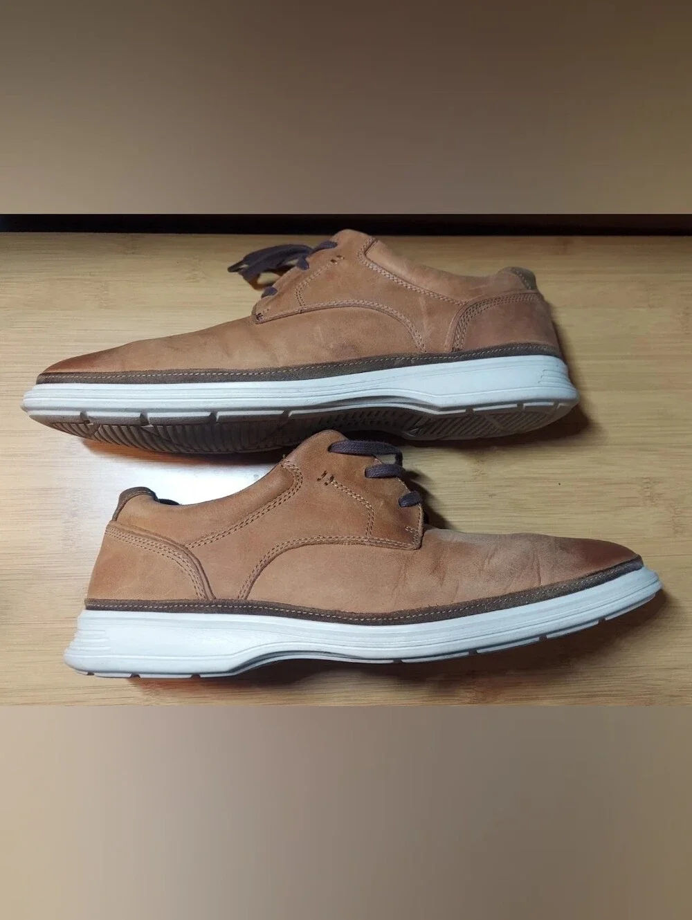 ROCKPORT 100125 MEN'S BRITISH TAN LEATHER PLAIN TOE COMFORT OXFORDS SIZE 11.5